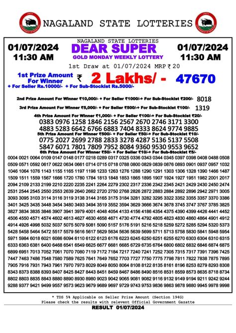 nagaland dear lottery|lottery nagaland state lottery result.